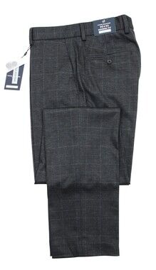 Victor Emmanuel Dress Pants Mens 30x32 Grey Plaid Modern Fit Trousers Stretch